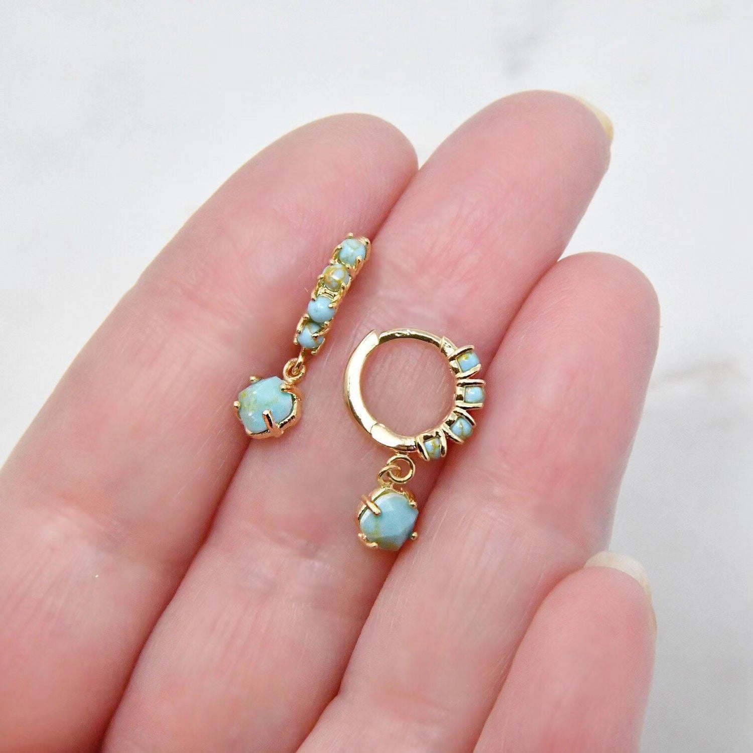 Turquoise Encircling Ear Ring With Embellished Stud Earrings