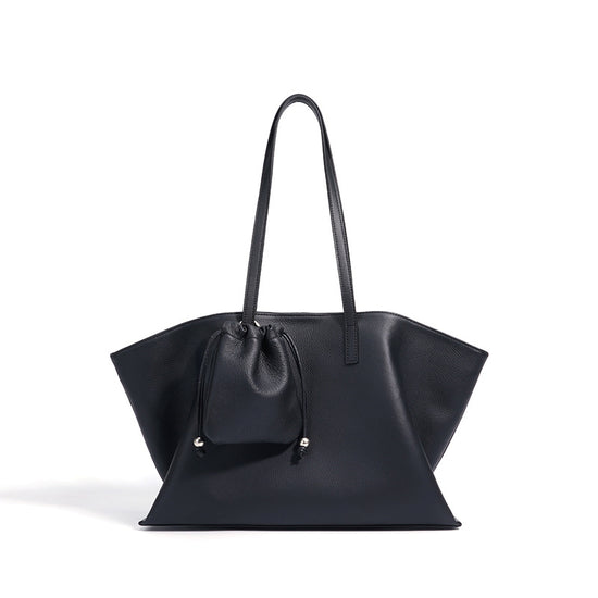 Black Large Capacity Women's Hand Shoulder Bag Underarm Top Layer