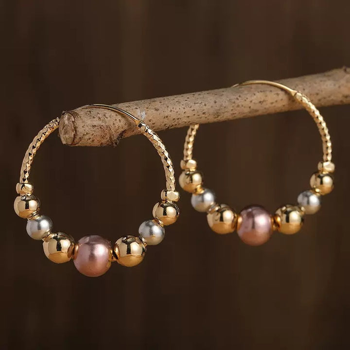 Large Circle Retro Fashion CCB Pearl Earrings