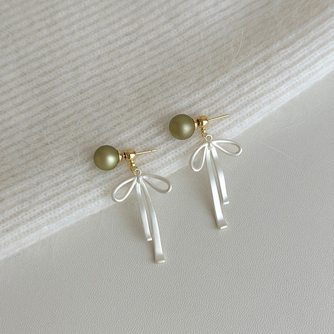 Bow Earrings Detachable Dual-wear Pearl