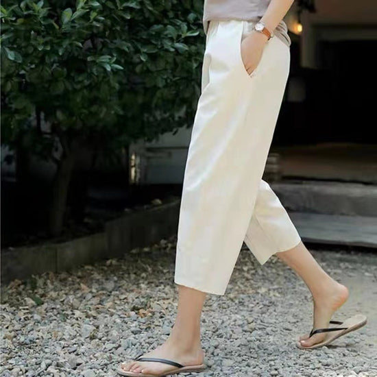 Cotton And Linen Trousers Loose Harem Pants High Waist