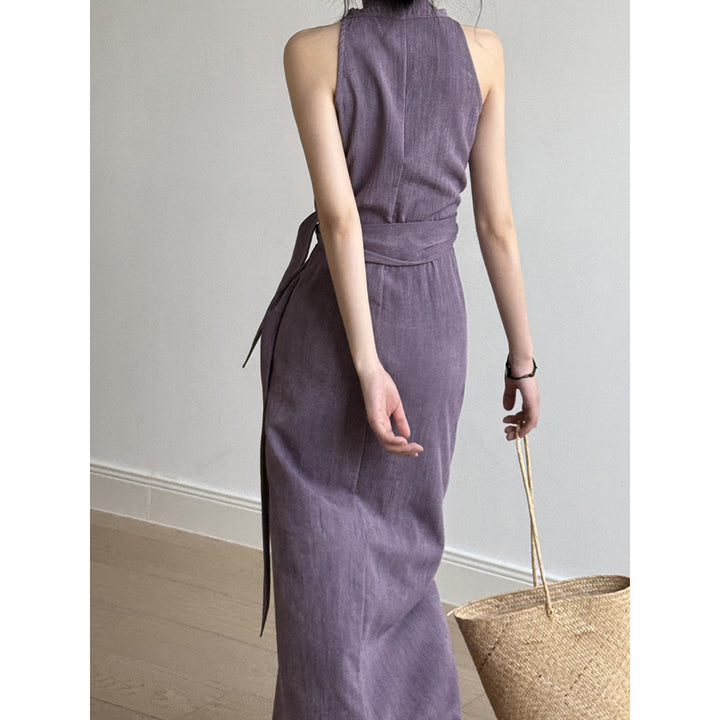 Temperament Waist-controlled Lace Up Slimming Long Dress