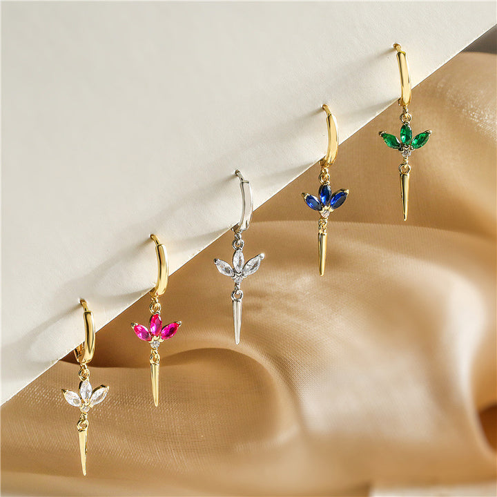 Copper Plating 18K Gold Micro Inlay Colorful Crystals Horse Eye Long Ear Clip