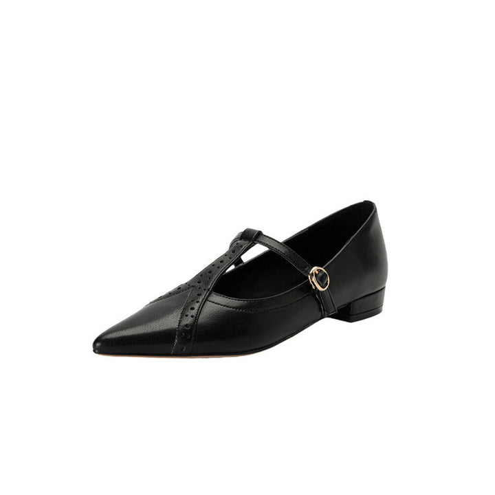 Brown Pointed Low-cut Flat Shoes Soft Bottom Comfortable Shoes With Skirt