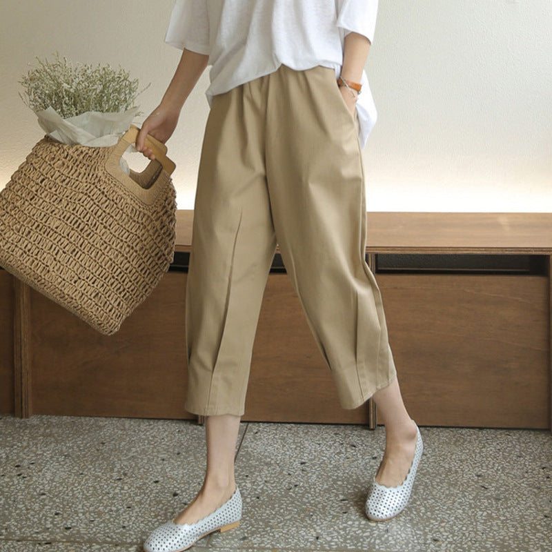 Cotton And Linen Trousers Loose Harem Pants High Waist
