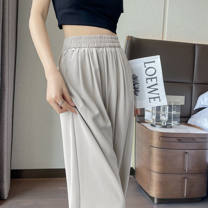 Women's Wide-leg Pants Thin High Waist Drooping Ice Silk Casual Pants