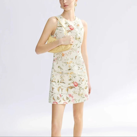 Sleeveless French Jacquard Texture Round Neck Dress Women