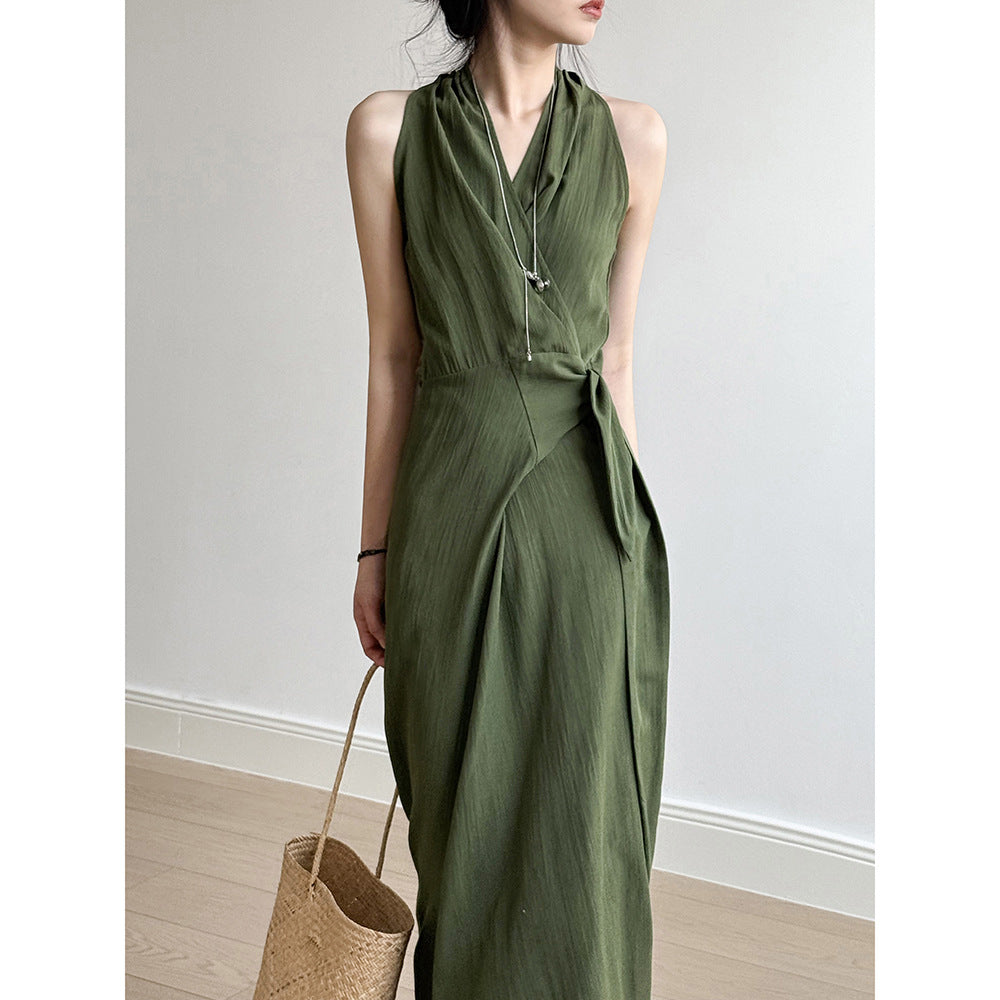 Temperament Waist-controlled Lace Up Slimming Long Dress