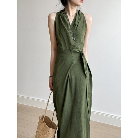 Temperament Waist-controlled Lace Up Slimming Long Dress
