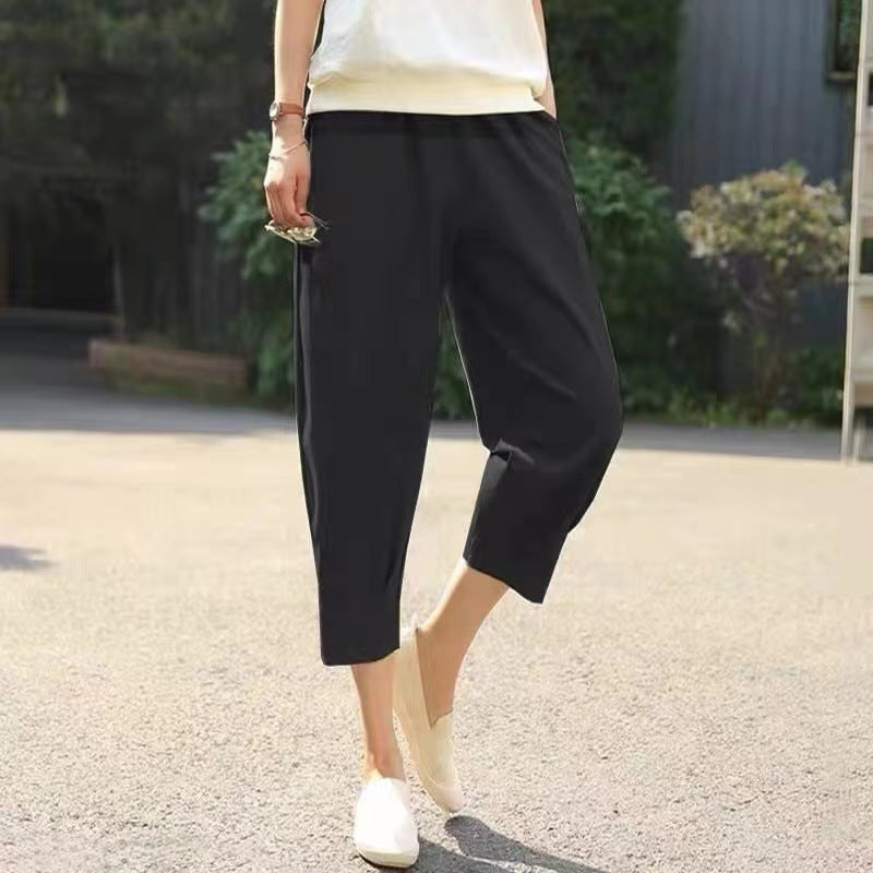 Cotton And Linen Trousers Loose Harem Pants High Waist