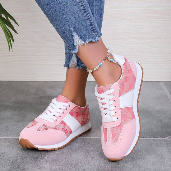 Oversized Women's Casual Flower Lace-up Shoes