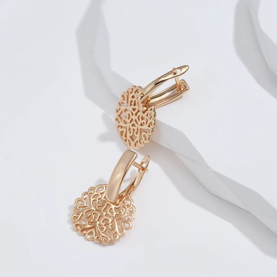 Fashionable Rose Gold Real Gold Plated Earrings