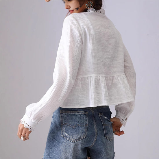 Women's French Hollow Lace Loose Shirt