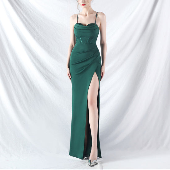 Female Solid Color High-end Camisole Evening Dress