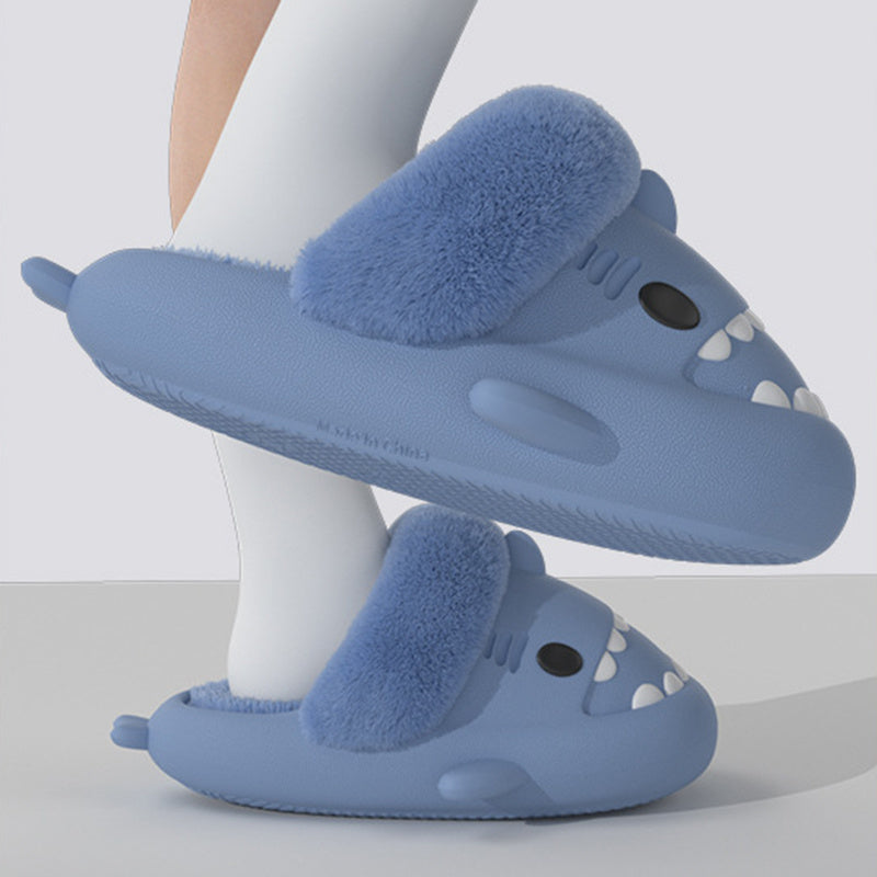 Winter Shark Slippers Detachable Warm Fuzzy Slippers Bedroom House Shoes Women