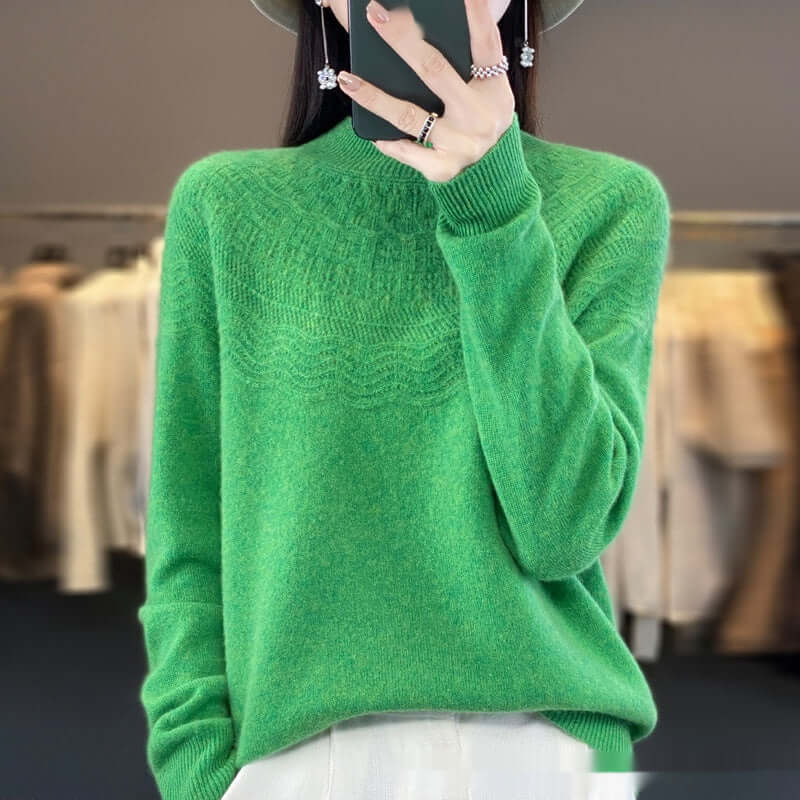 Half Turtleneck Slimming Wool Knitted Bottoming Shirt - Product information: Color: Raw Velvet Rice, purple velvet camel, warm white, light pink, fruit Green, Lake Blue, West purple, raspberry color, forest green, Size: s,M,L,XL,2XL Version: Regular Combi