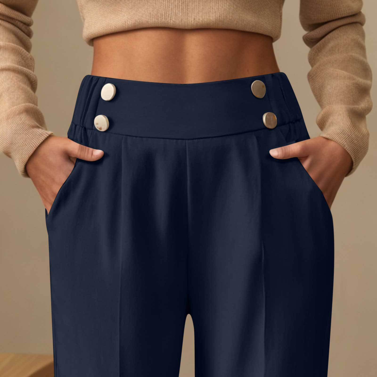 Draping Mop Casual Pants High Waist