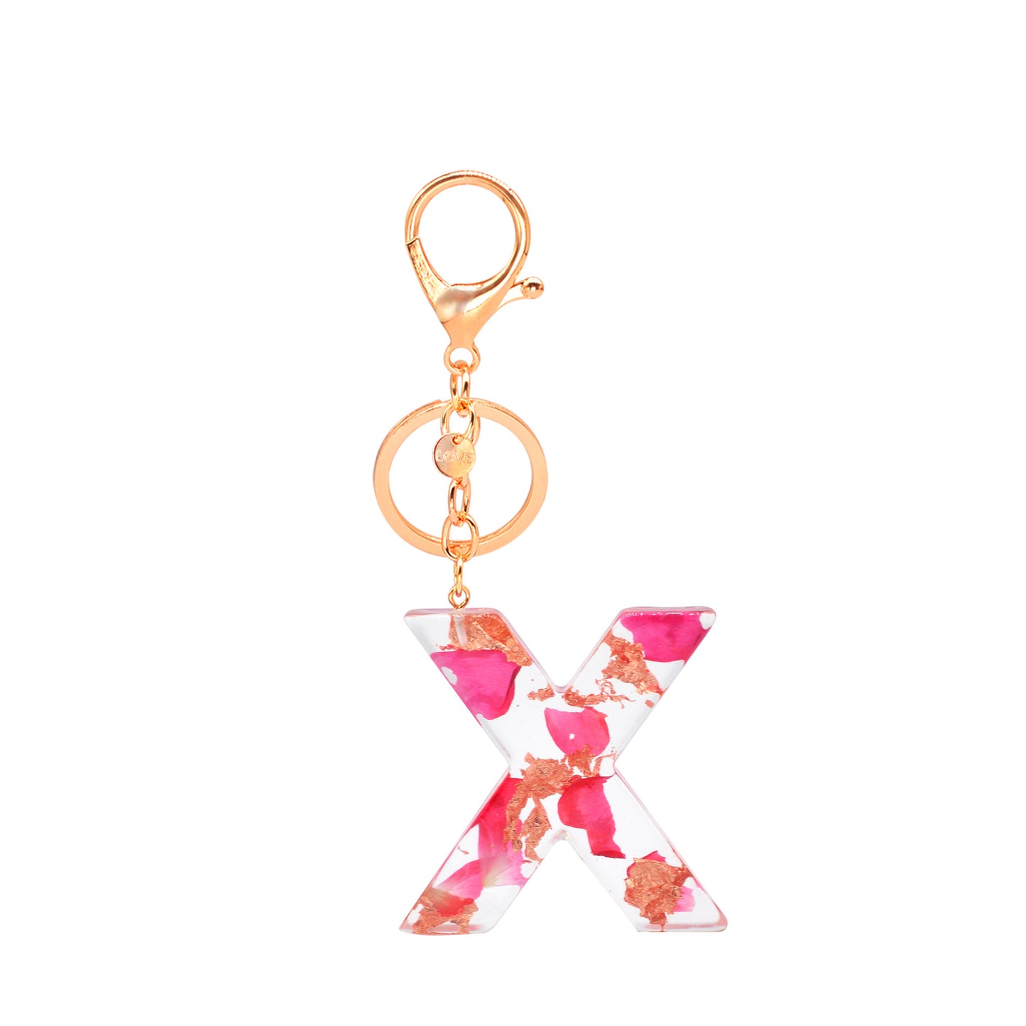 Petal Resin Keychain English Alphabet Pendant