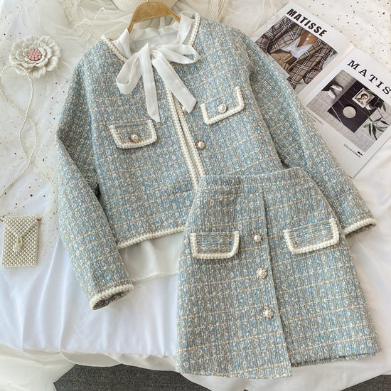 Tweed Jacket Three-piece Suit Bow Tie