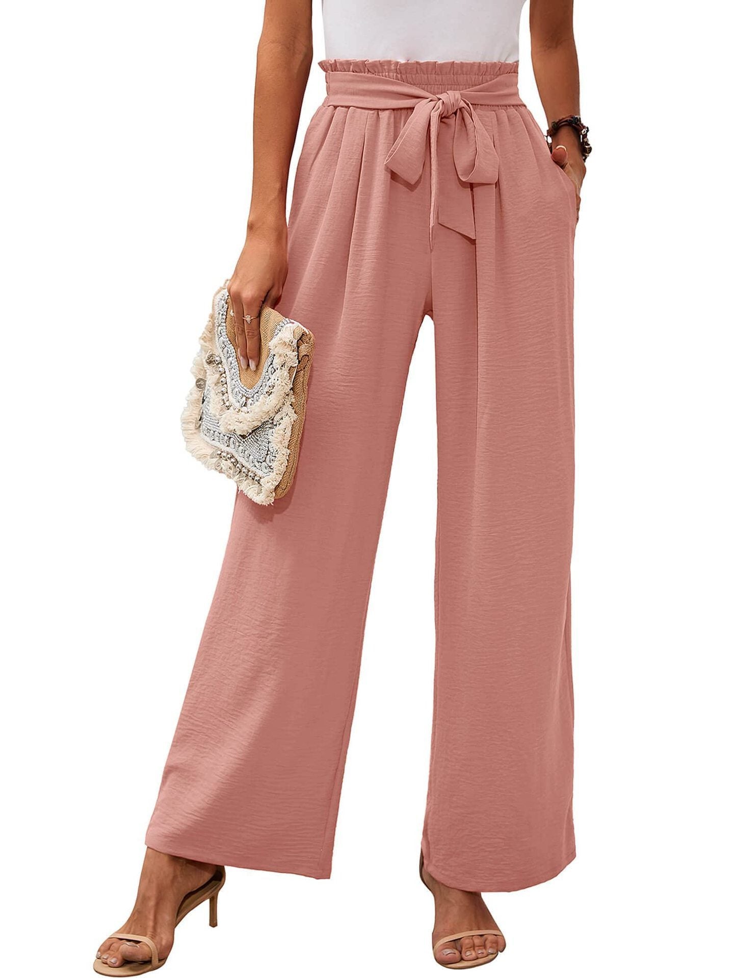 Knotted Commuter Wide Leg Pants Casual