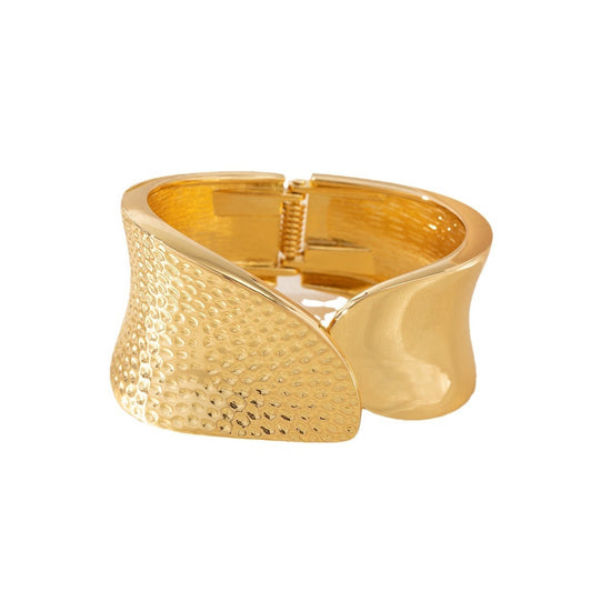 Personalized Hammered Irregular Gold Bracelet For Women