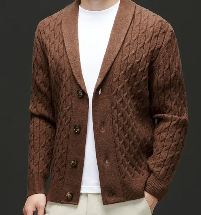 Knitted Cardigan Men's Thickened Jacquard Single-breasted