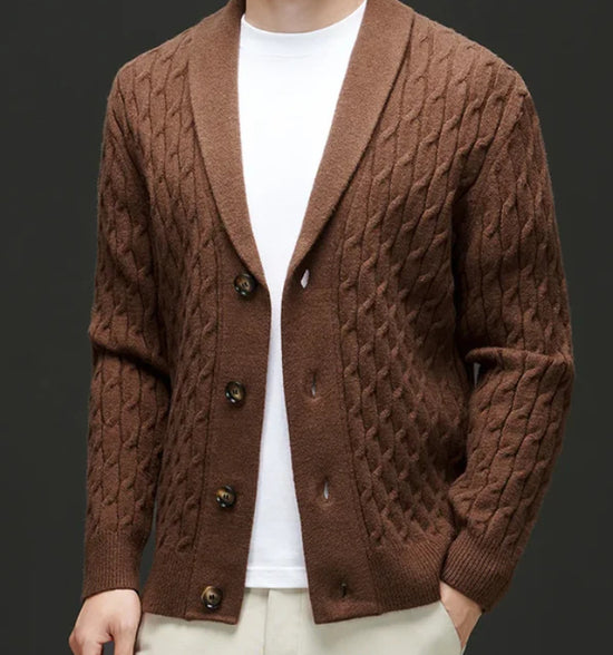 Knitted Cardigan Men's Thickened Jacquard Single-breasted