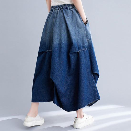 Gradient Color Denim Skirt For Women