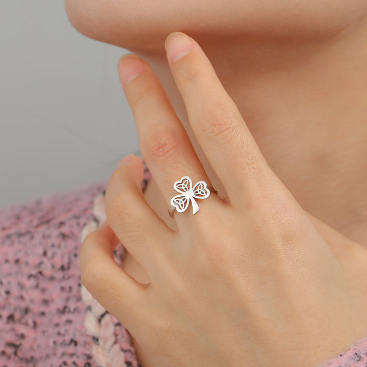 Women's Fashion Stainless Steel Lucky Hollow Ring