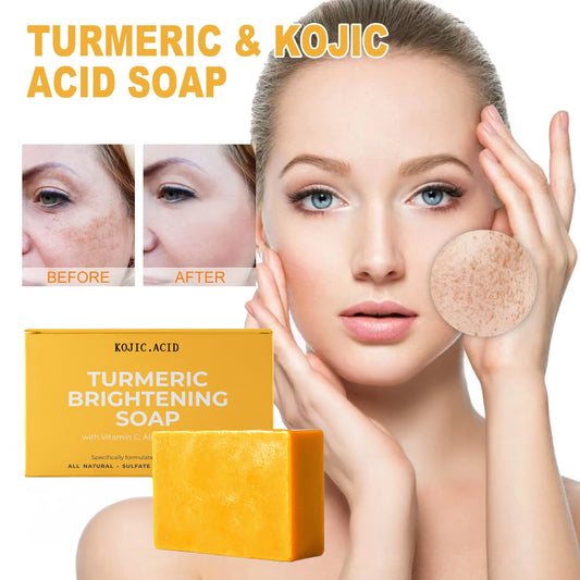 Turmeric Kojic Soap Turmeric Kojic Acid Soap Handmade Skin Products Natural Turmeric Soap Bar Skin Clean Dark Spot Remover Moist Bathing Facial Soap