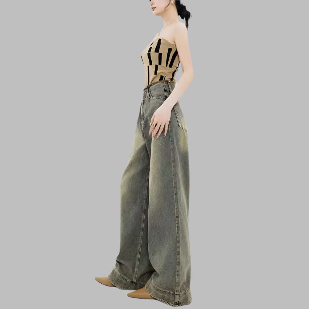 Retro Nostalgic Wide-leg Jeans For Women Summer