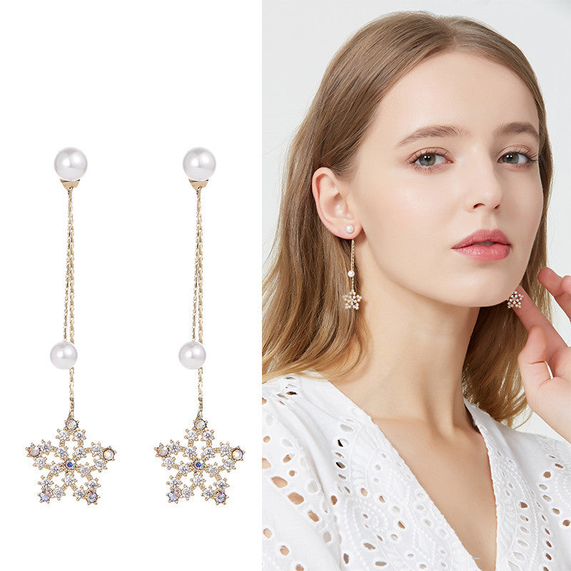 Feminine Long Tassel Pierced Ear Clip Earrings