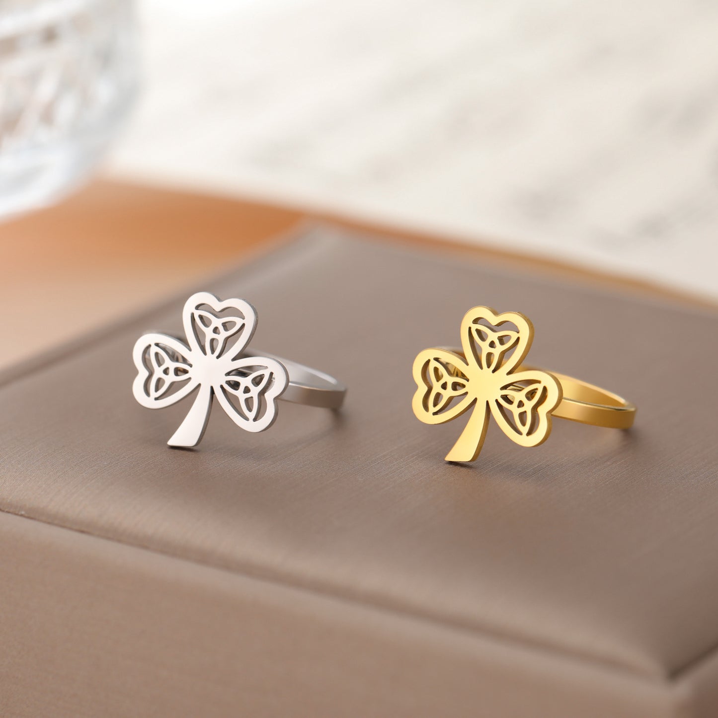 Women's Fashion Stainless Steel Lucky Hollow Ring