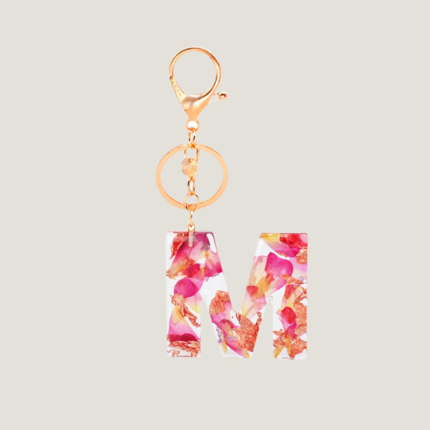 Petal Resin Keychain English Alphabet Pendant