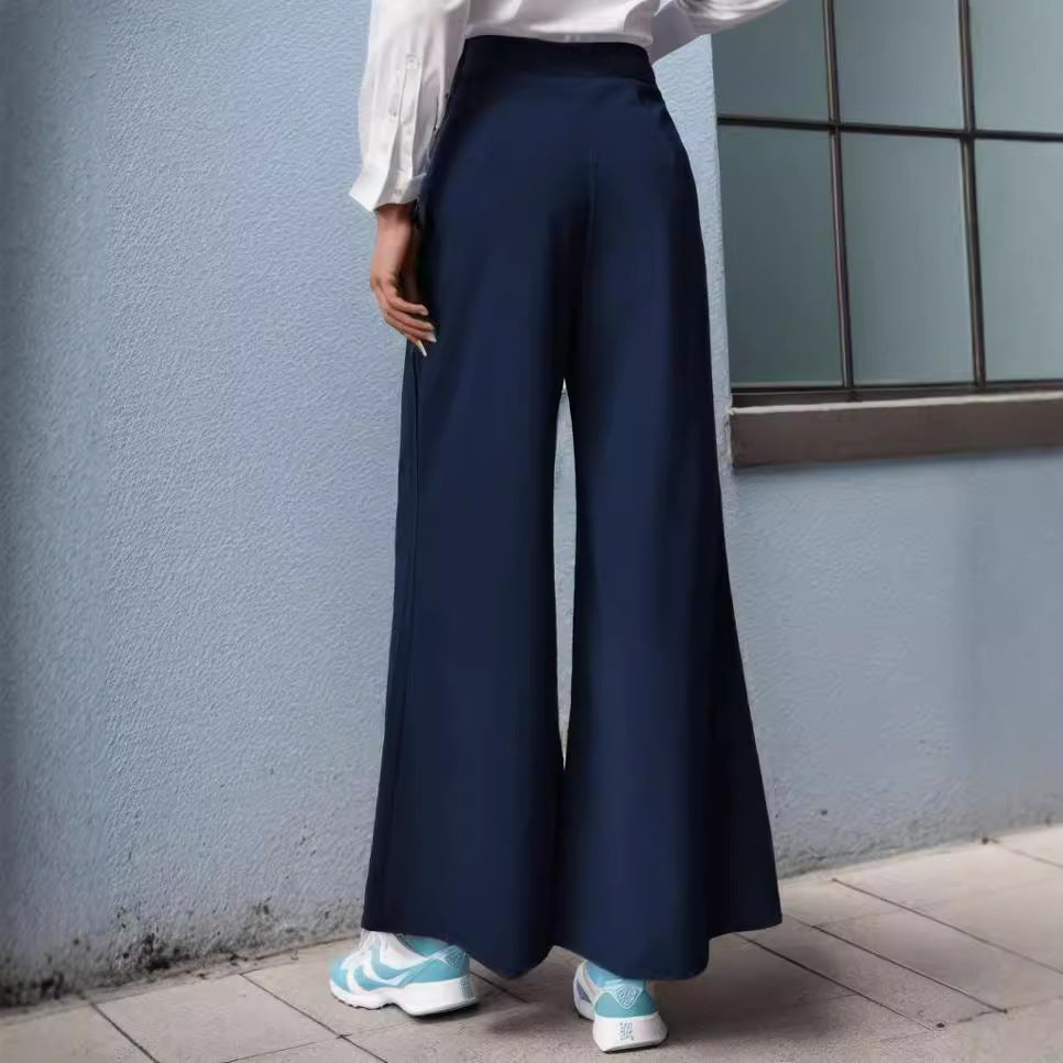 European And American Trousers Lace Up Commute Style High Waist