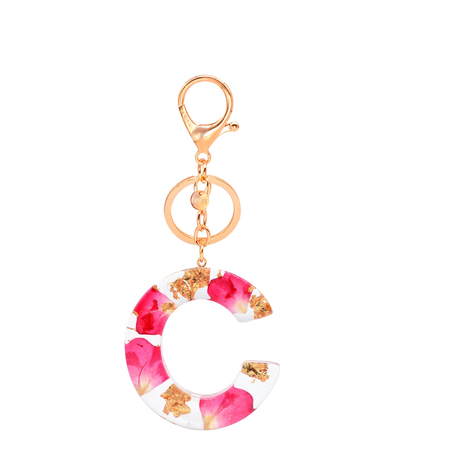 Petal Resin Keychain English Alphabet Pendant