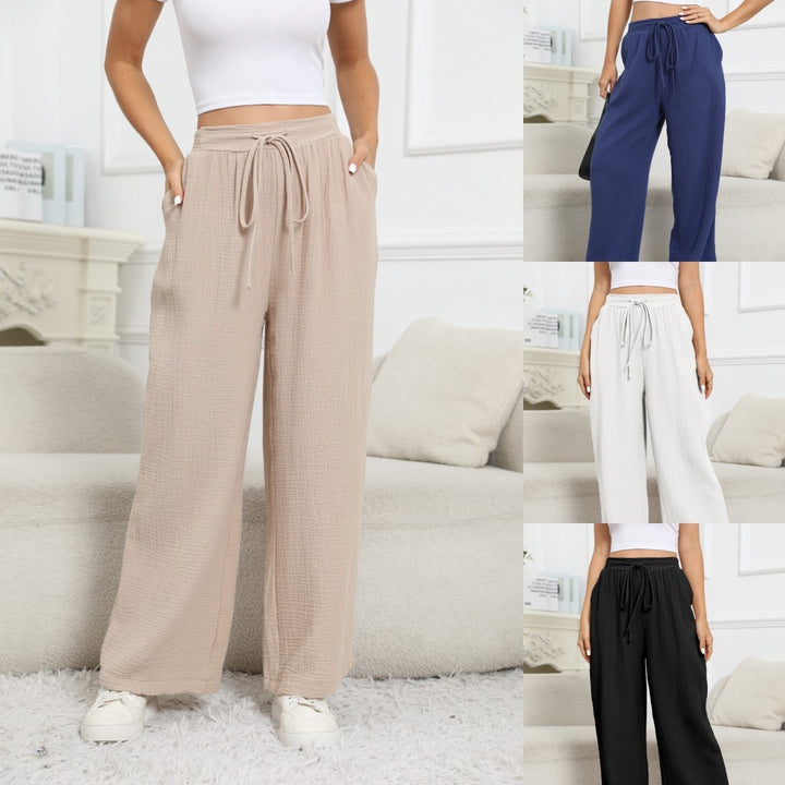 New Casual Loose Pockets Cotton And Linen Casual Pants
