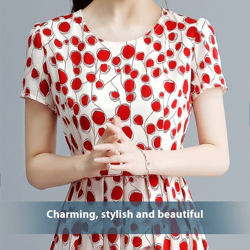 Ice Silk Polka Dot High-end Dress Women's Summer Wear