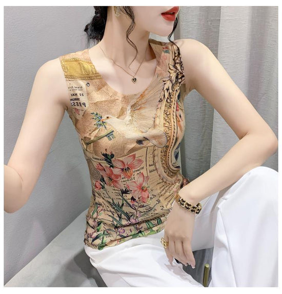 Fashion Printing Sweater Vest Women