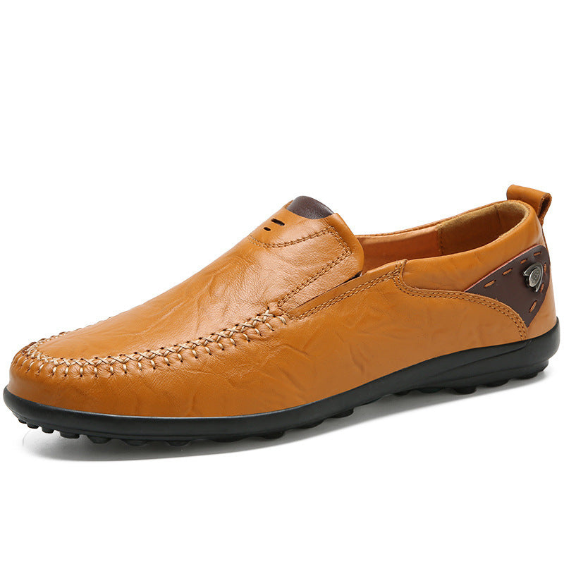 Fashion Peas Shoes Men's Casual Leather Shoes Lazy Shoes With Real Cowhide