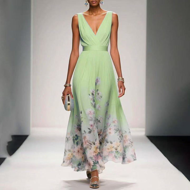 Sexy Vest Chiffon Printed Dress