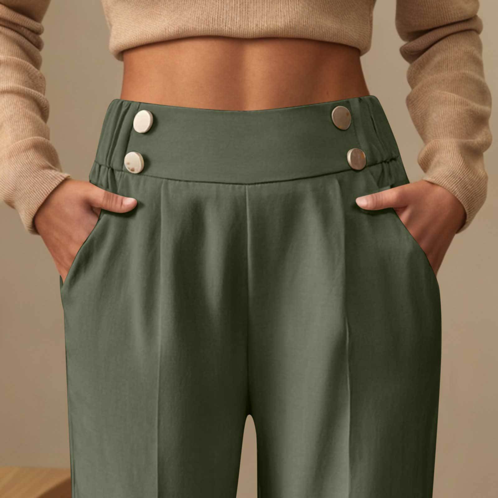 Draping Mop Casual Pants High Waist
