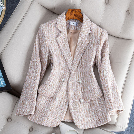 Socialite Style Plaid Tweed Woolen Coat