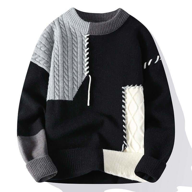 Colorblock Pullover Sweater Winter Fashion Long Sleeve Top Men's Clothing - Overview: Unique design, stylish and beautiful. Good material, comfortable wear. A variety of colors, any choice. Product information: Color: green, orange, gray Suitable for peop