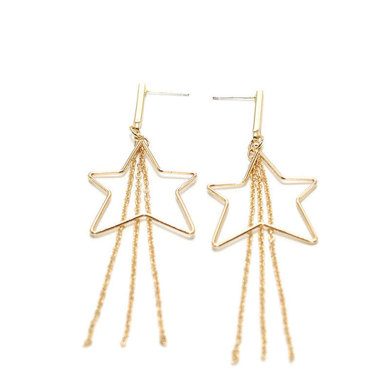 Japanese And Korean Geometric Star Tassel Chain Long Earrings