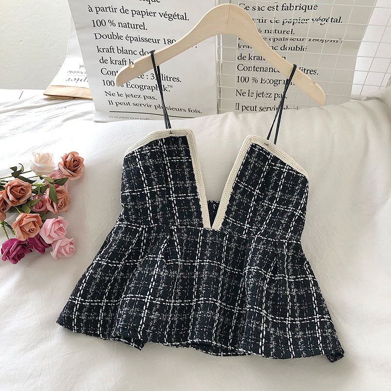 Tweed Tweed Skirt With Waistband And Camisole Top