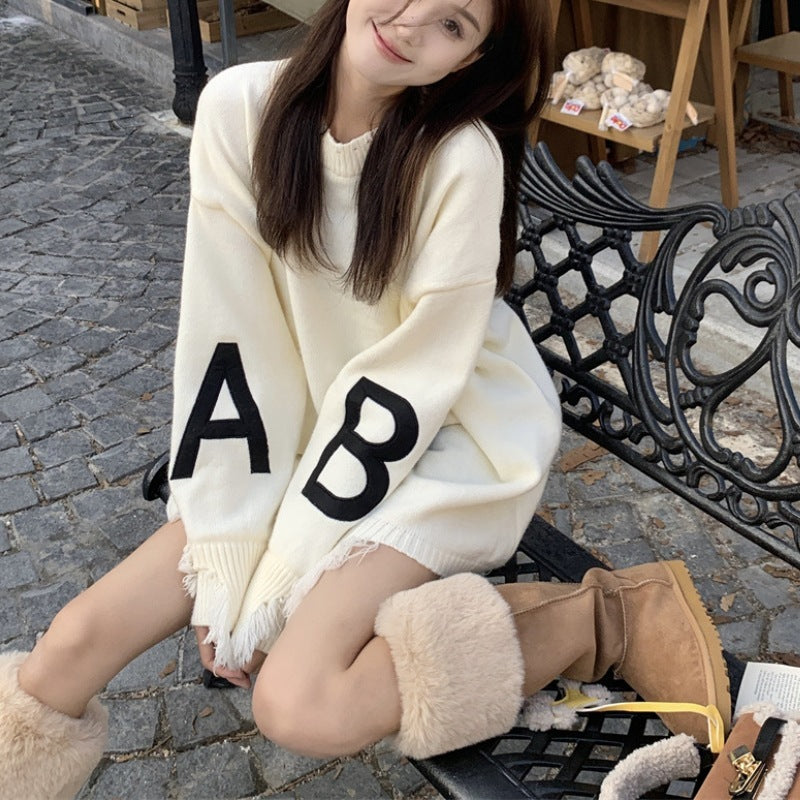 Women's Korean-style Loose And Idle Wind Black Knitwear Sweater