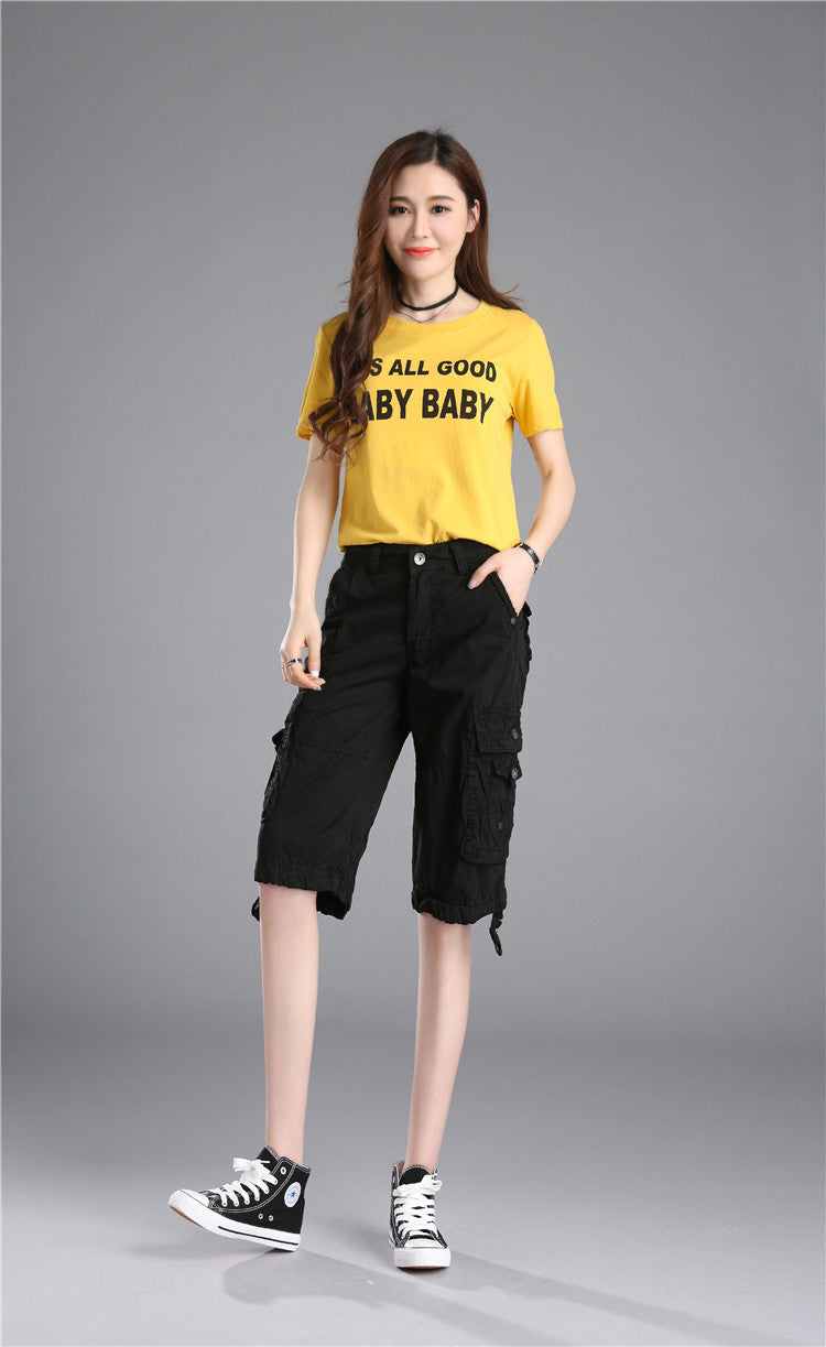 Casual Pants Loose Overknee Cropped Pants Multicolor Plus Size