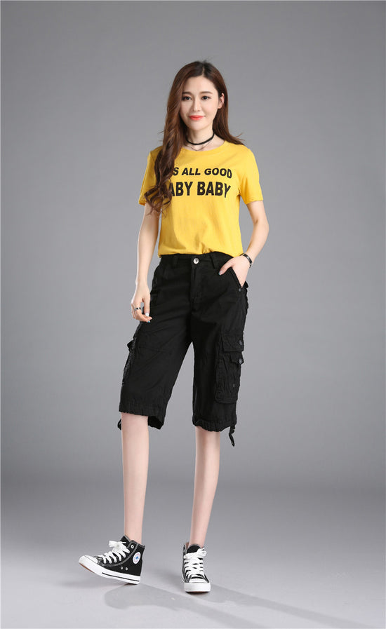 Casual Pants Loose Overknee Cropped Pants Multicolor Plus Size