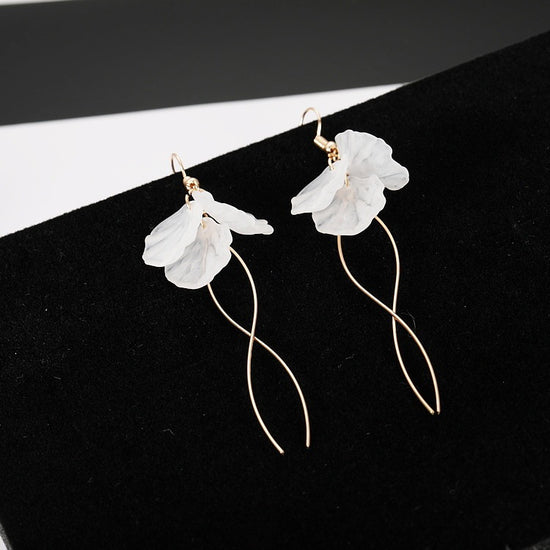 Korean Style Simple All-match Candied Petal Long Earrings